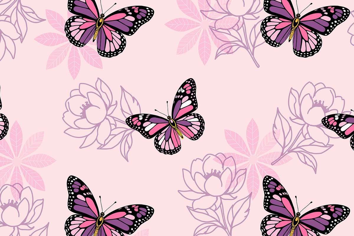 Pink Butterflies Seamless Repeat, a Pattern Graphic by Sharon Schwalbe (Photo 4 of 5)