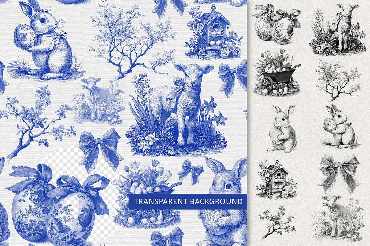 Easter Toile Seamless Pattern Set, a Pattern Graphic by AYAKA Studio Co. (Photo 2 of 12)