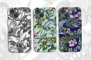 Island Flora. Seamless Patterns