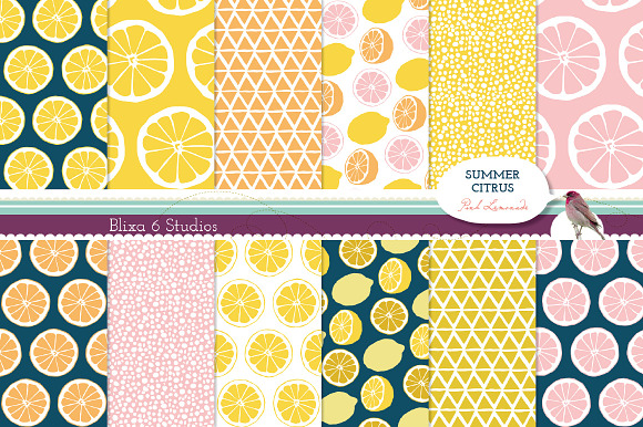 Summer Citrus Digital Lemon Patterns preview 5
