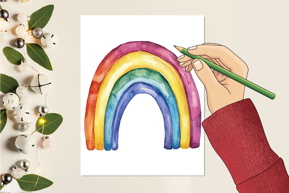 Watercolor 70'S Vibes Clipart, a Seasonal Illustration by CitraGraphics (Photo 5 of 6)