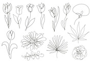71 Flowers Continuous Line Set, a Decorative Illustration by Sunset&Sea Design (Thumbnail 5 of 8)