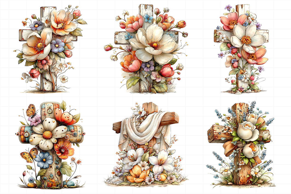 Easter Floral Cross Clipart, an Illustration by Daily.Designs (Photo 4 of 8)