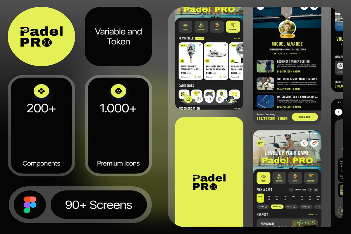Padel Booking & Shopping App UI Kit, an UI Kit Template by Creative Perspective (Photo 2 of 6)