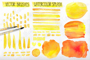 Watercolor Orange,yelow Vector Set