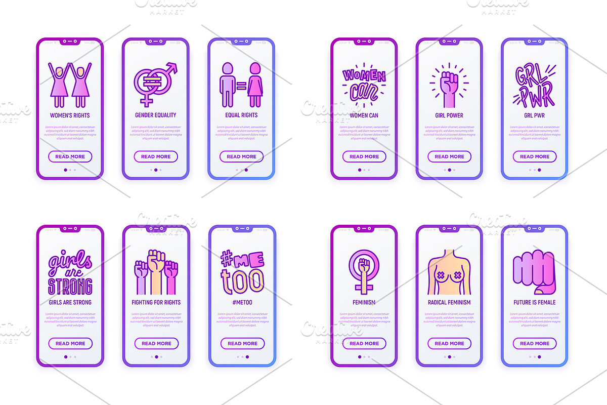 Feminism | 16 Thin Line Icons Set, an Outline Icon by Alex Blogoodf (Photo 9 of 11)