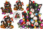 Funny Christmas Cat Clipart Bundle, a Work Illustration by SinaCreation (Thumbnail 1 of 6)
