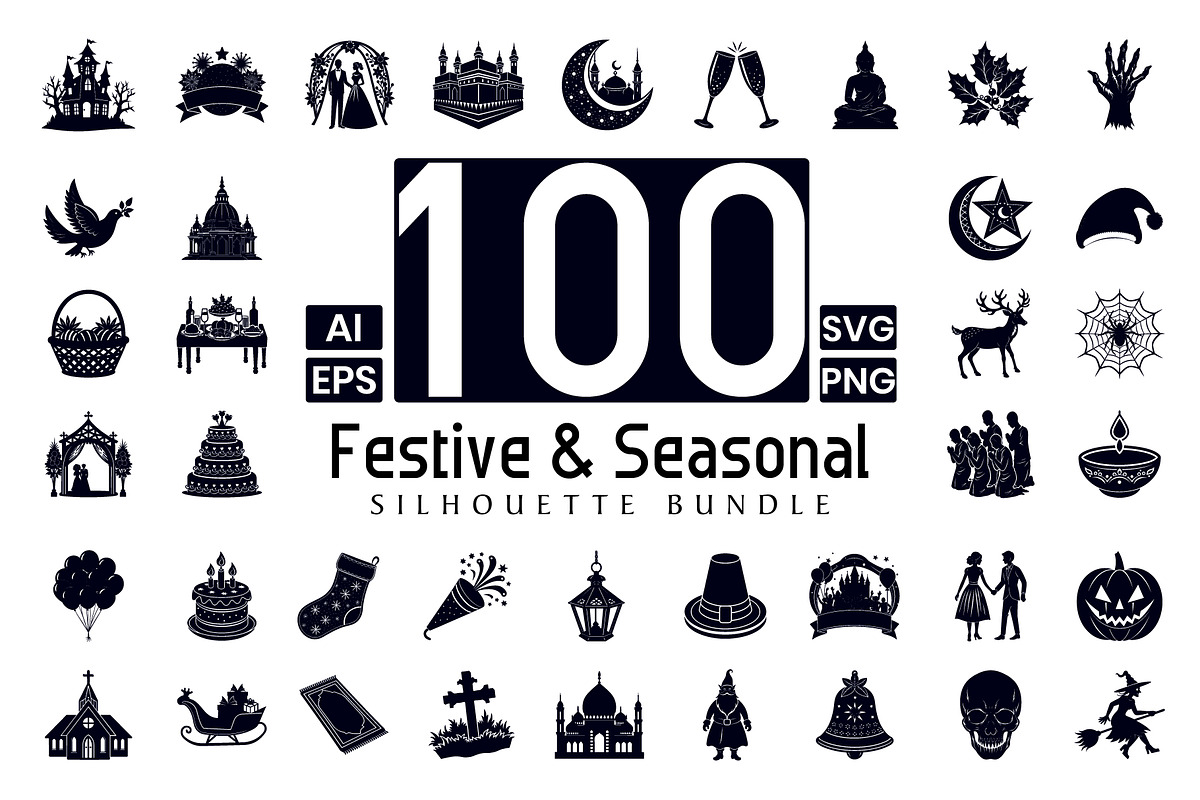 Festive & Holiday Silhouettes, an Illustration by Creative_View (Photo 1 of 4)
