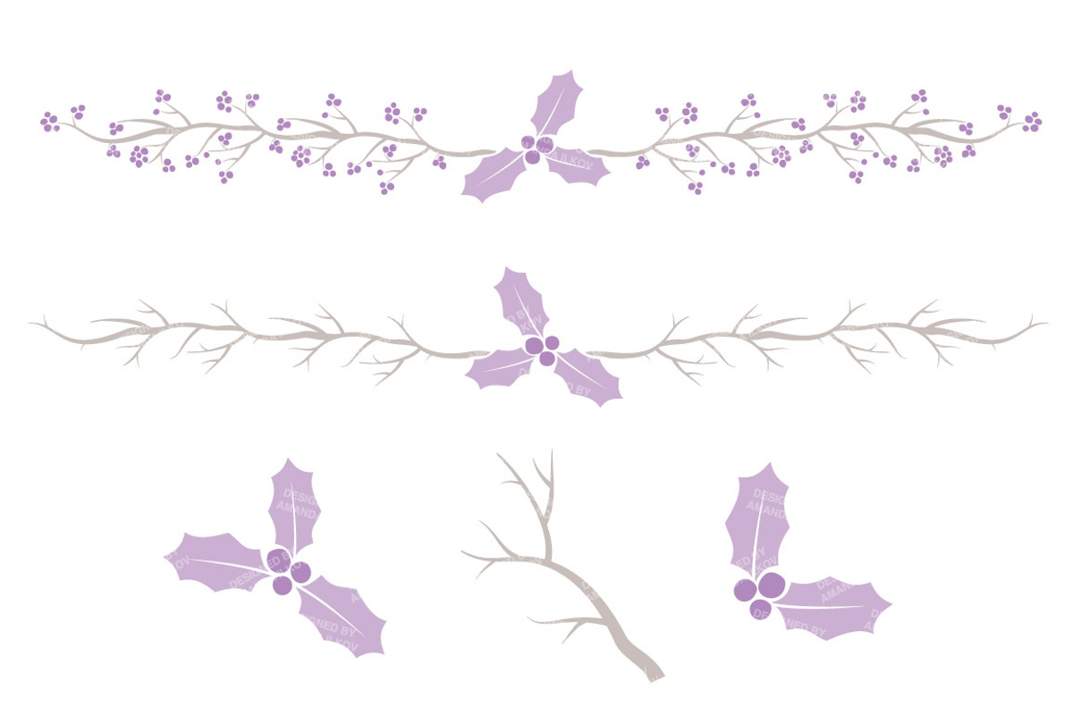 Lavender Holly Wreaths & Branches, an Illustration by Amanda Ilkov (Photo 4 of 5)