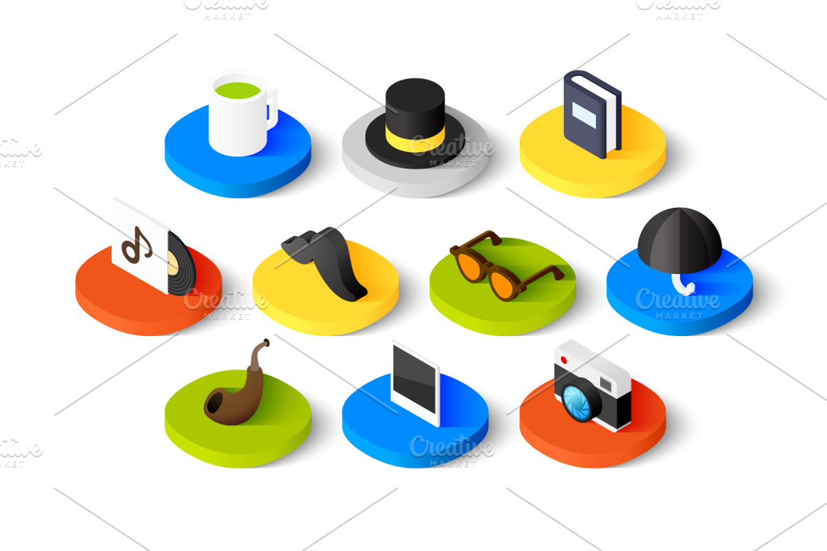 Isometric icons - Vintage and Retro preview 2