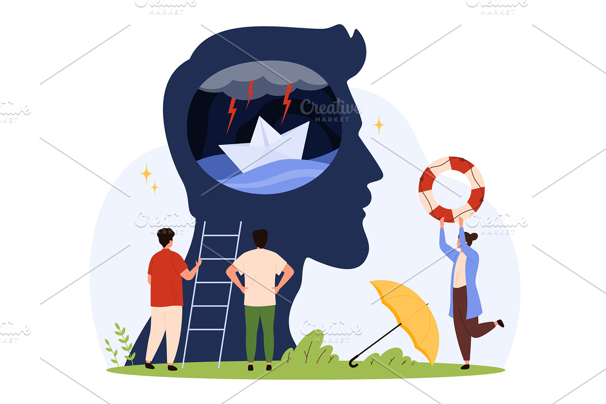 Mental Health Support & Emotional, an Illustration by Flashvector