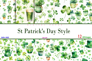 Watercolor St Patrick's Day Style, a Background Graphic by Printable Treasure