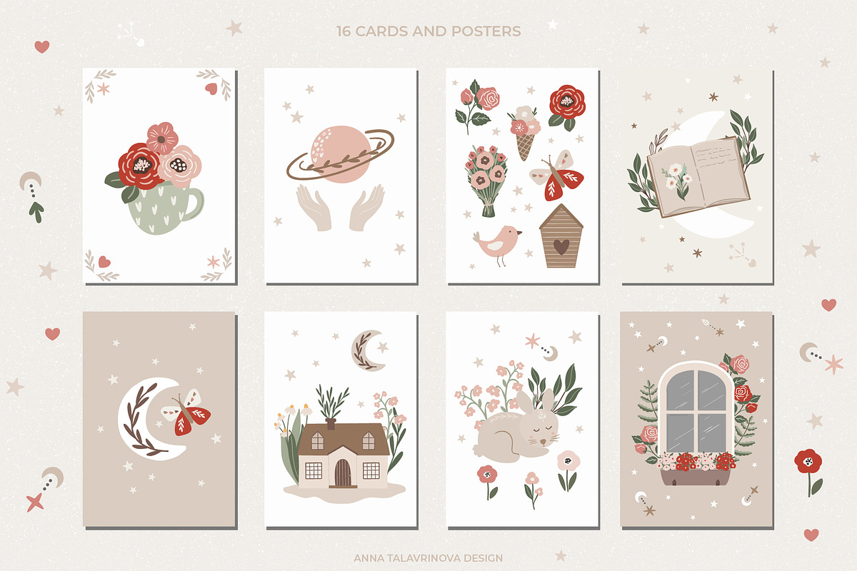 Floral Boho spring clipart & pattern, an Animal Illustration by Cozy ...
