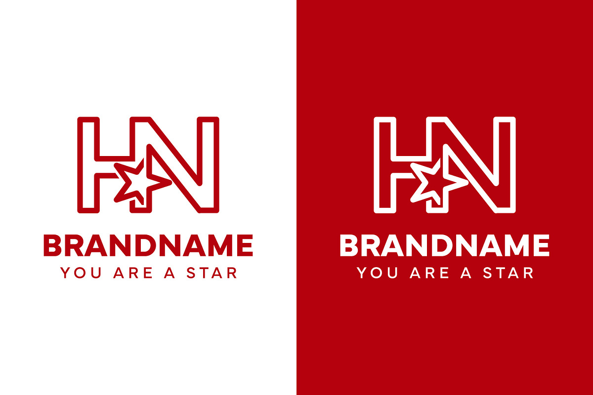 Letters HN Star Monogram Logo, a Branding & Logo Template by Pray Art Design Studio