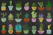 Chalkboard Cacti & Succulent Clipart, an Illustration by Digital Curio (Thumbnail 1 of 2)