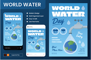 World Water Day Flyer Set, a Flyer Template by Annora Studio