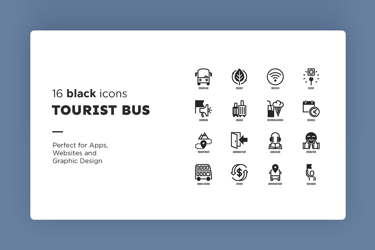Tourist Bus | 32 Icons Set, an Outline Icon by Marina Silence (Photo 3 of 17)