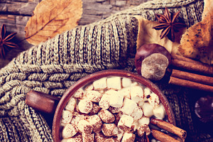 Hot cocoa with marshmallows stock photo containing background and sweet