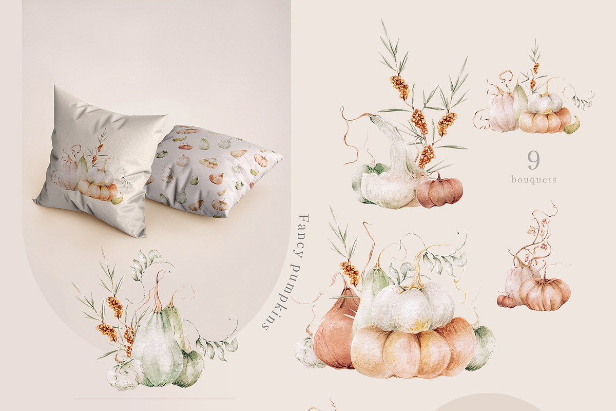 Fall dahlias, pumpkins and mushrooms, an Illustration by astelenadesign (Photo 5 of 16)