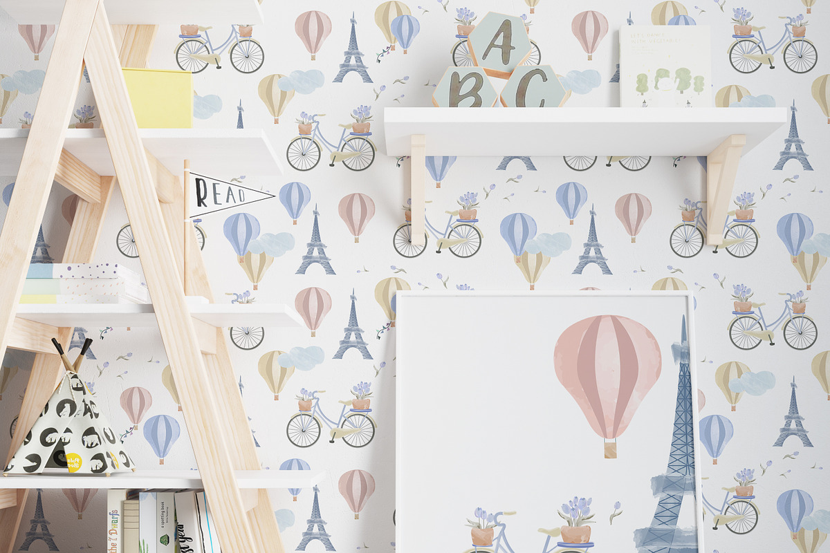 Watercolor Paris Seamless Patterns, a Pattern Graphic by Oksana Dovhopol Art (Photo 12 of 13)