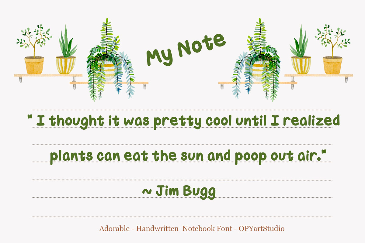 Adorable Notebook - Handwriting Font, a Font by OPY ArtStudio (Photo 4 of 5)