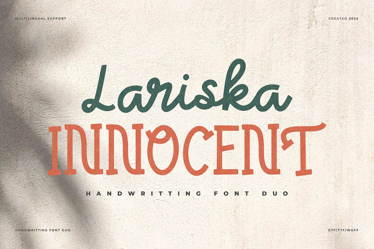 Lariska Innocent Handwritting Duo, a Script Font by Denustudios (Photo 1 of 14)