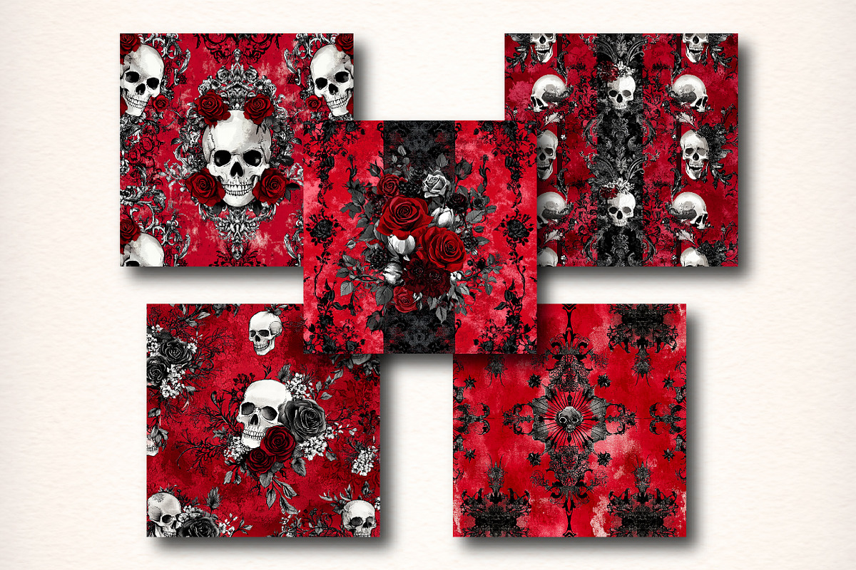 Halloween Red Gothic Digital Paper, a Pattern Graphic by Digital Artistic99 (Photo 4 of 6)