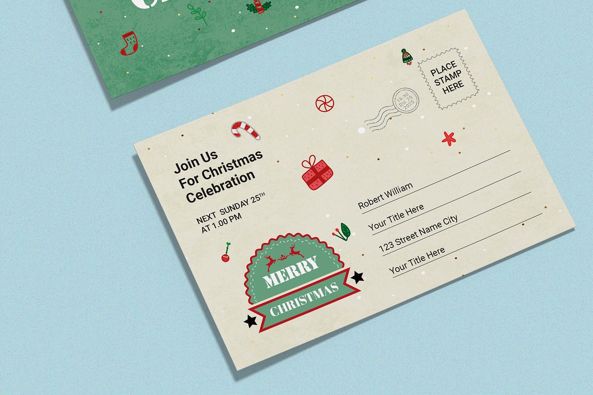 Merry Christmas Postcard Template, a Card Template by MightyDesign (Photo 4 of 8)