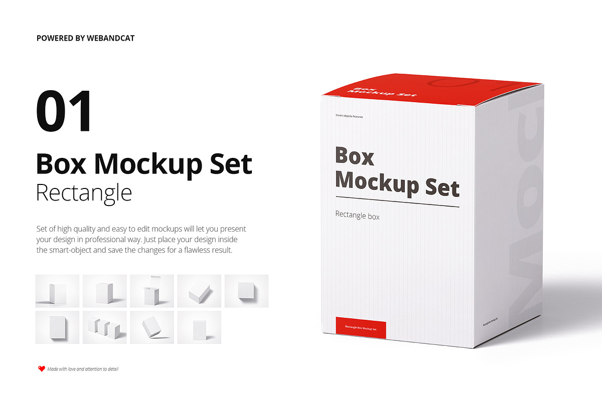 Box Mockup Set 01: Rectangle, a Packaging Mockup by WebAndCat (Photo 1 of 12)