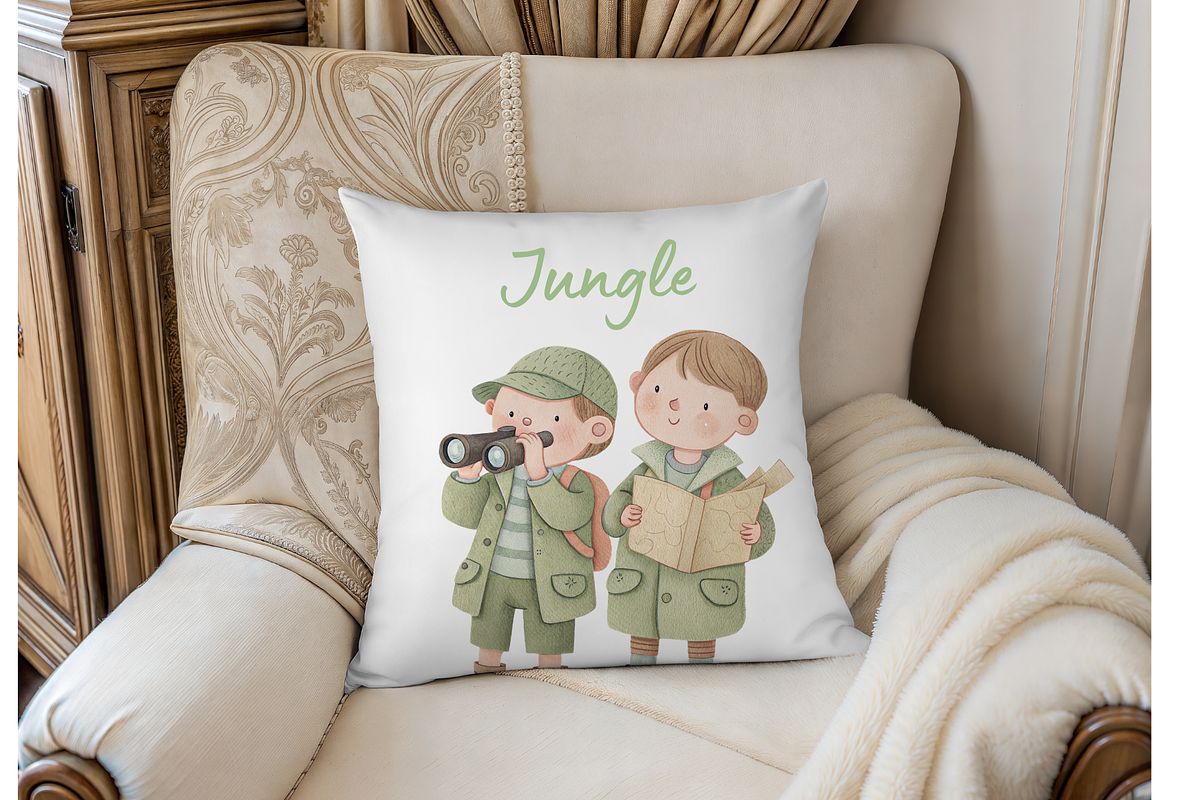 Watercolor Jungle Kids Clipart Set, an Illustration by MockupWizard (Photo 5 of 5)