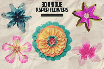 30 Paper Flower Cliparts