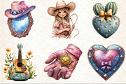 Watercolor Coquette Cowgirl Clipart, a Seasonal Illustration by Rose Art (Thumbnail 2 of 4)