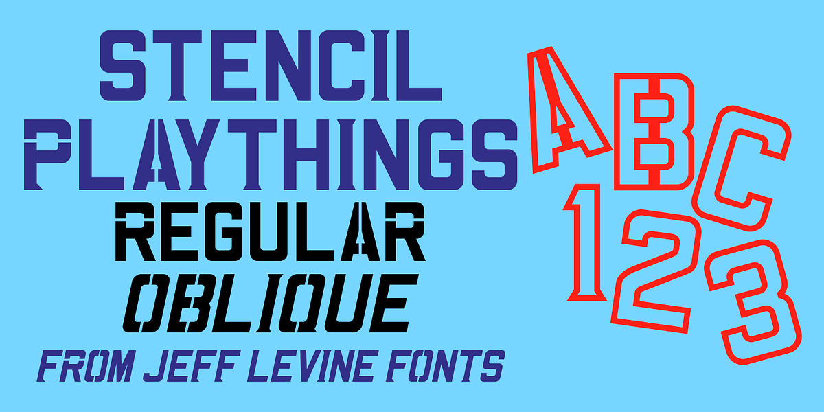 Stencil Playthings JNL, a Sans Serif Font by Jeff Levine Fonts (Photo 1 of 5)
