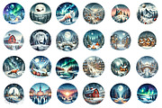 Christmas Landscapes Clipart, an Illustration by SinaCreation (Thumbnail 2 of 7)