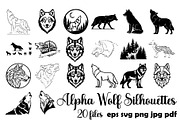 Alpha Wolf Silhouettes Bundle, an Animal Illustration by Designer_Momina (Thumbnail 1 of 21)