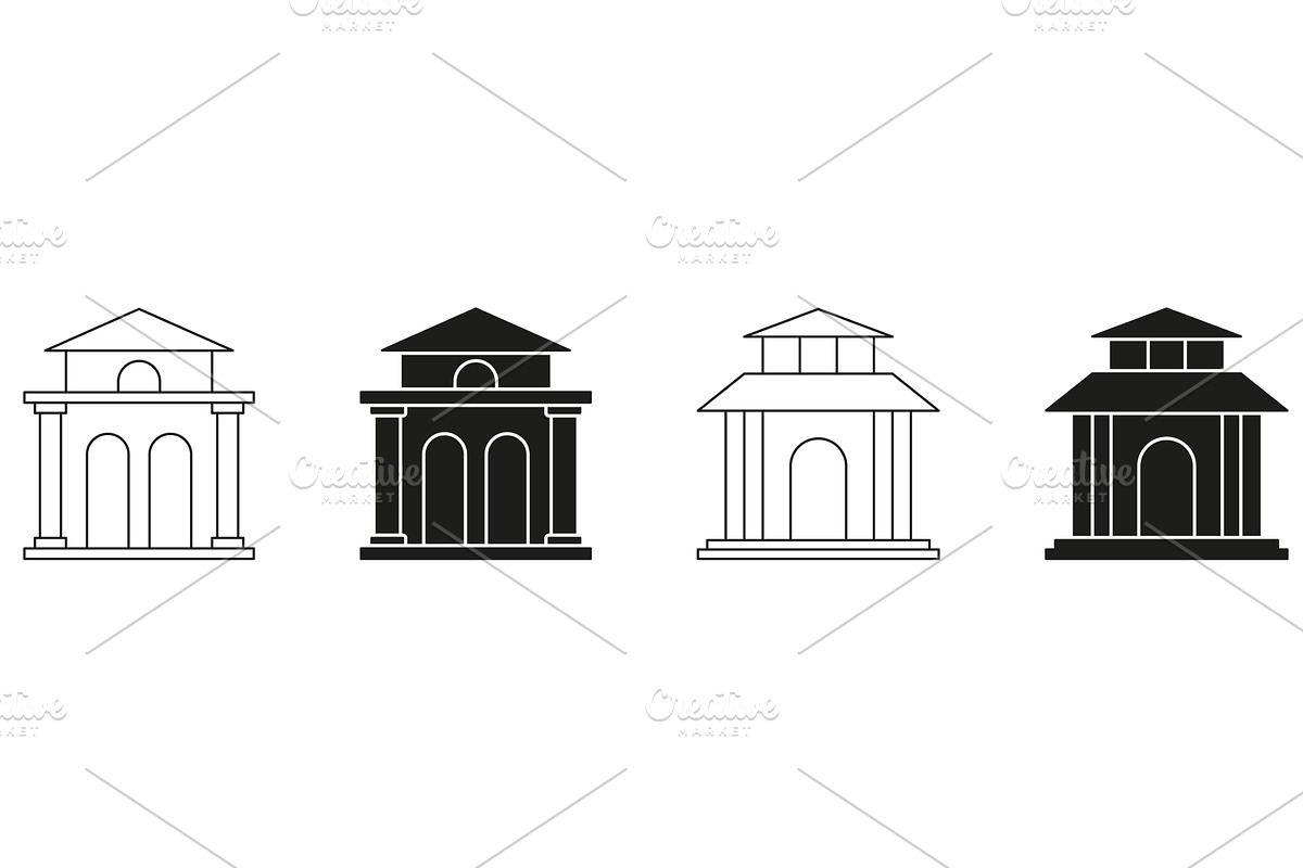 Bank Building Icons, an Object Illustration by Gentle Studio