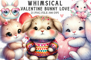 Whimsical Valentine Bunny Love Clipa, an Illustration by Libby Wishes