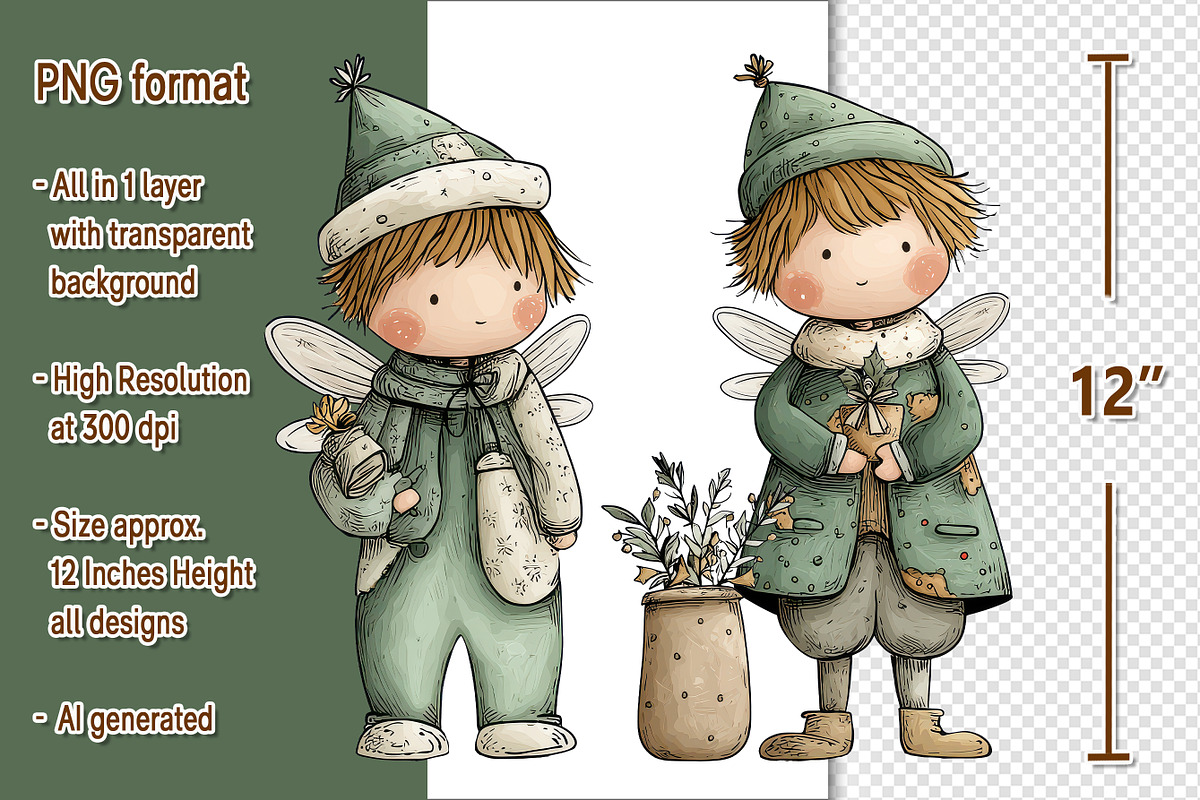 Whimsical Christmas Fairy Clipart, a Seasonal Illustration by V Design Creator (Photo 2 of 8)