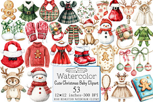 Cute Christmas Baby Clipart, a Seasonal Illustration by Design Market