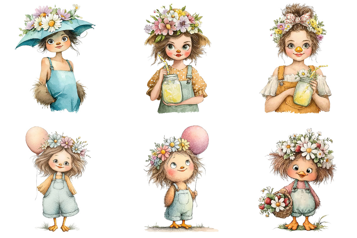 Whimsical Summer Girl Clipart, an Illustration by DreamArtGraphic (Photo 3 of 4)