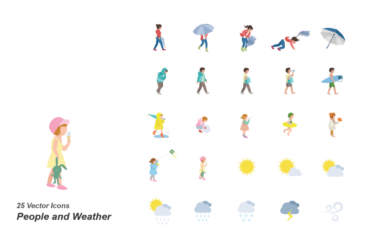 People and Weather color icons, an Icon by Jisun Park