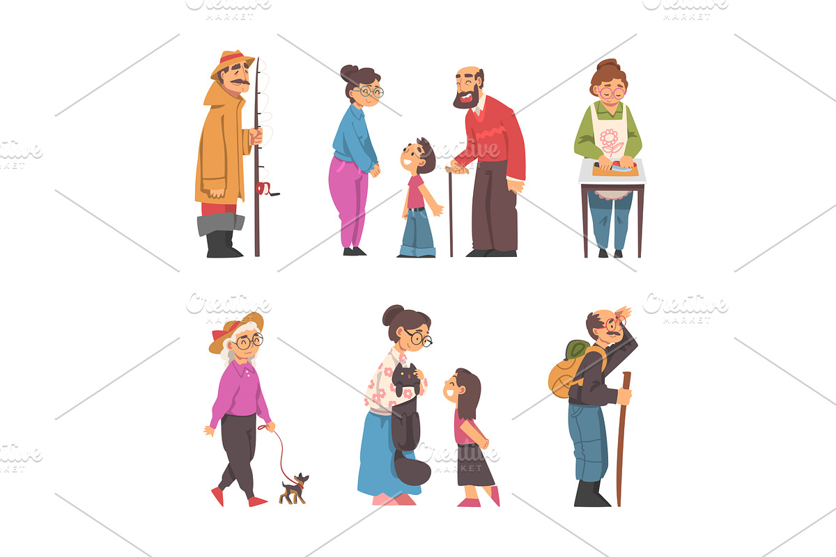 Grandpa and Grandma Engaged in, a Person Illustration by TopVectors