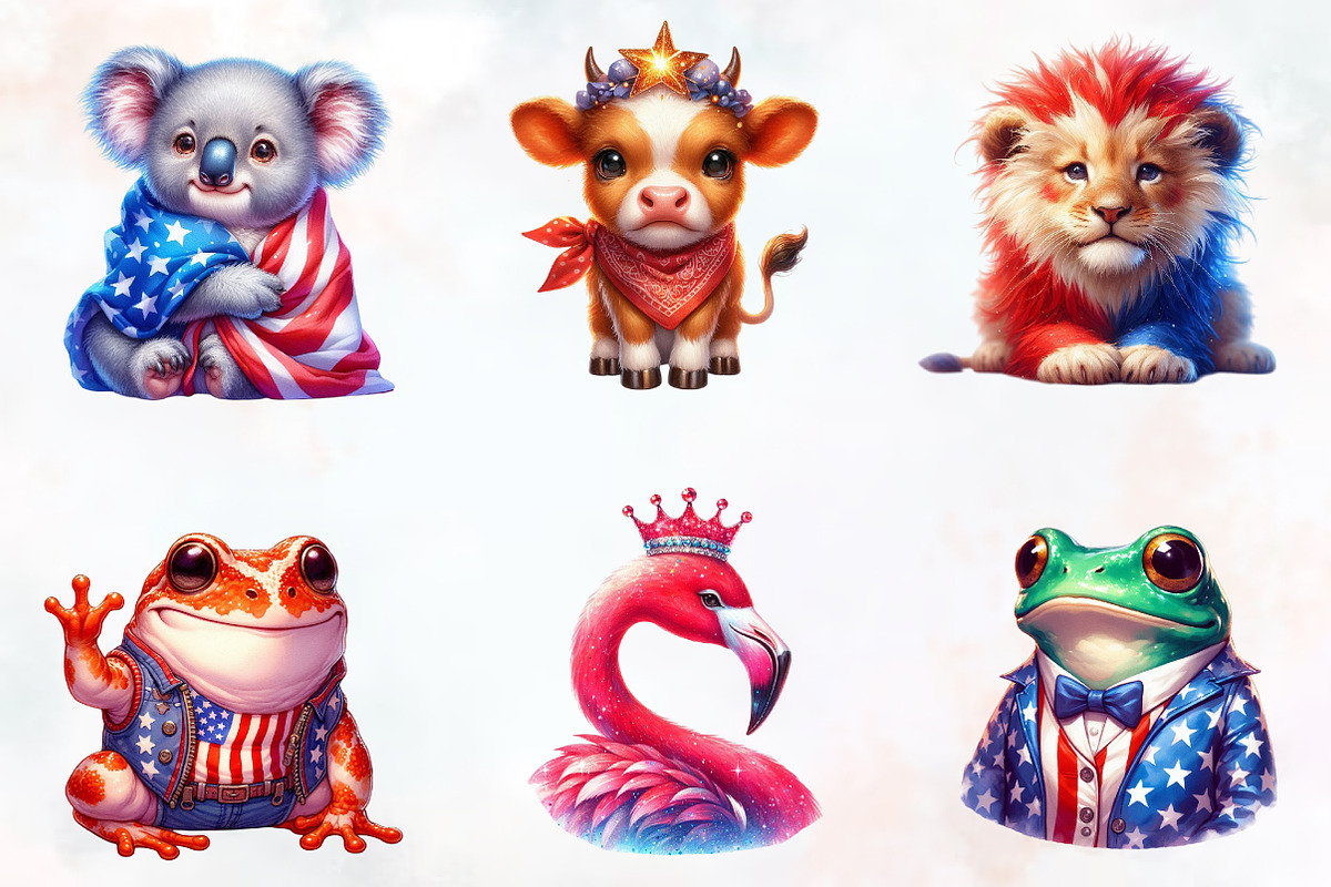 Patriotic Cute Animals Clipart, an Illustration by RobertsArt (Photo 6 of 8)