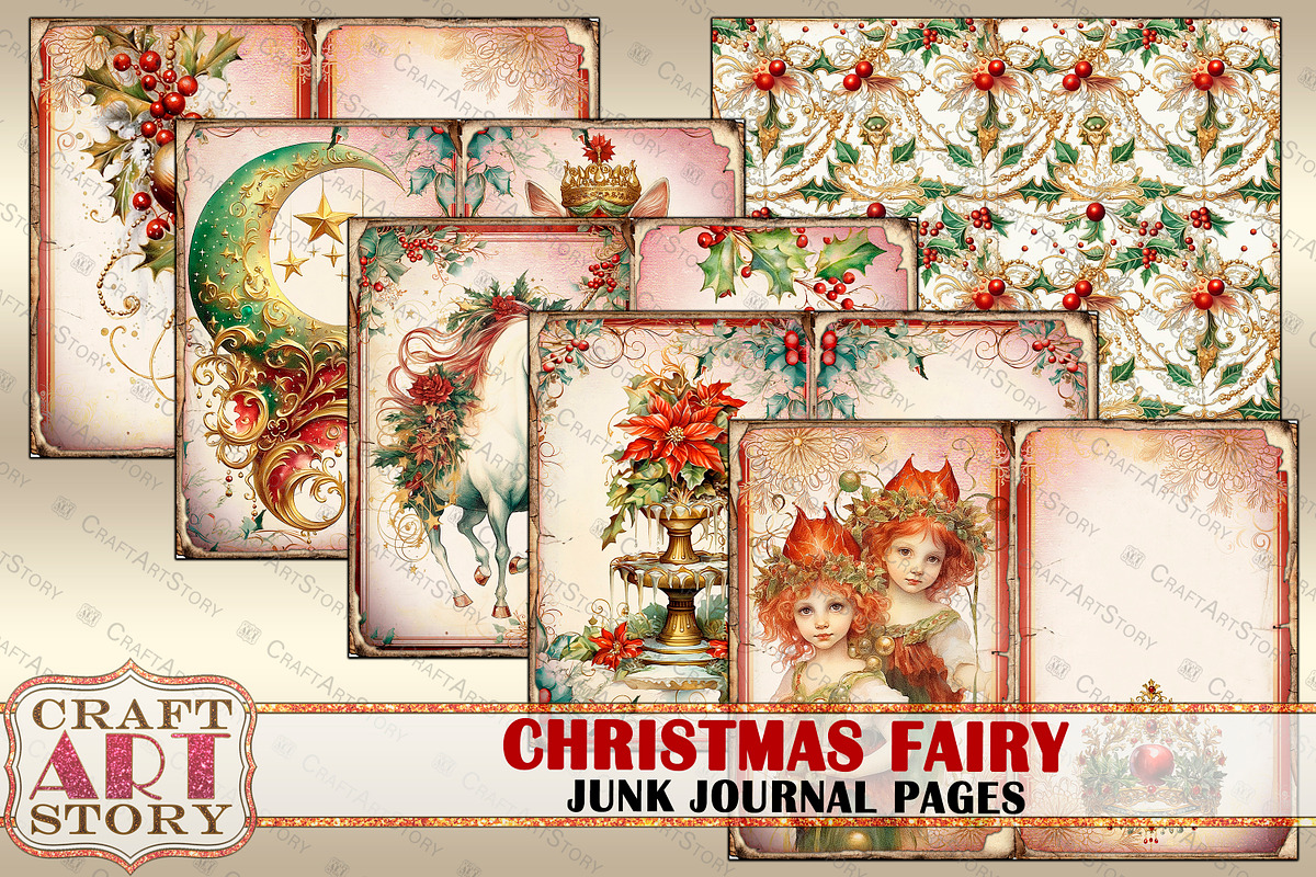Christmas fairy Junk Journal Pages, a Person Illustration by CraftArtStory (Photo 3 of 6)