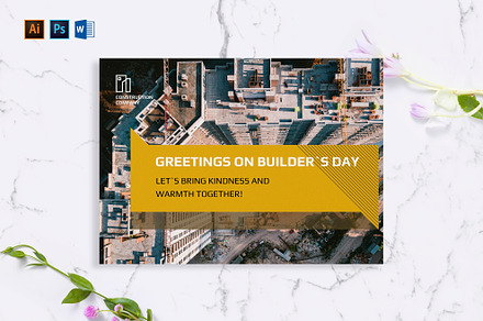 Construction Company Greeting Card, a Card Template by TemplatesNow!