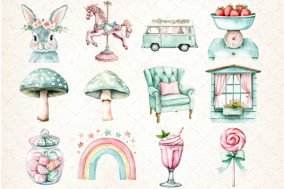 Watercolor Pastel Garden Clipart, a Graphic by Libby Wishes (Photo 2 of 7)