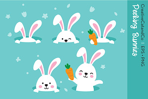 Peeking Easter Bunnies EPS PNG