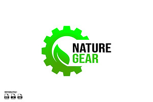 Gear With LEaf logo design, a Branding & Logo Template by LOGTURNAL