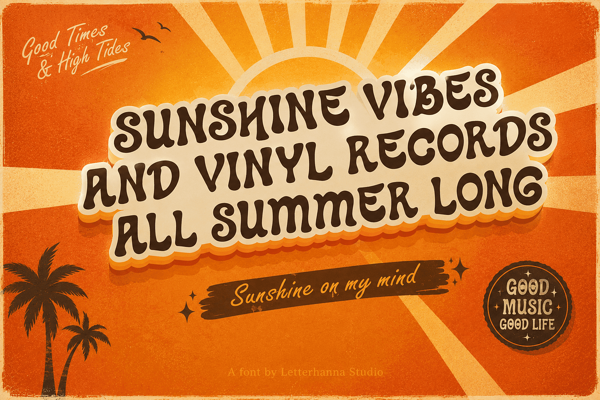 Nestglow Retro Wave Funky Font, a Handwritten Font by Letterhanna Studio (Photo 6 of 9)