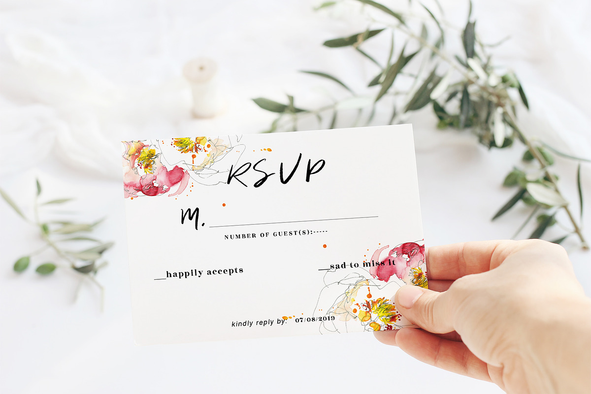 red peony wedding card set, a Templates & Theme by TurquoiseDesign (Photo 3 of 7)